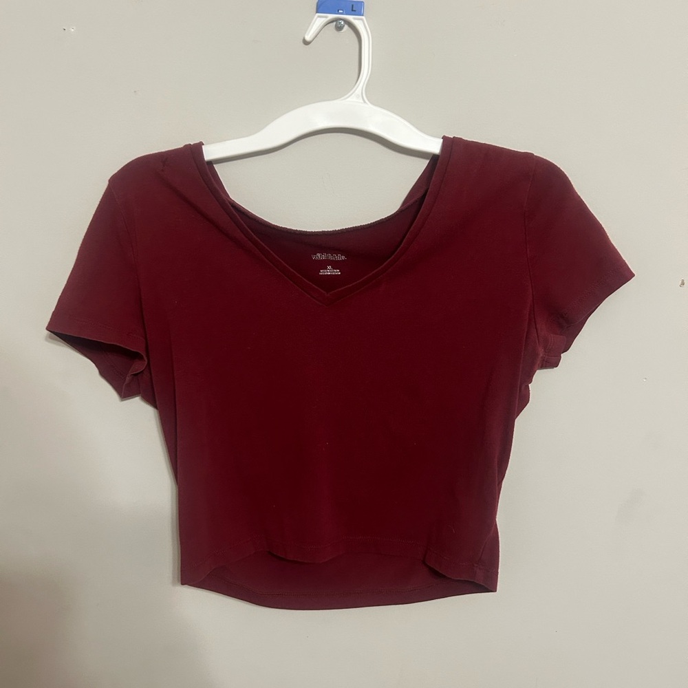 Women's V-Neck Burgundy Top